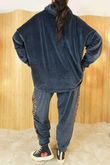 Binky Leopard Soft Stretch Velour Hoodie Lounge Suit Navy